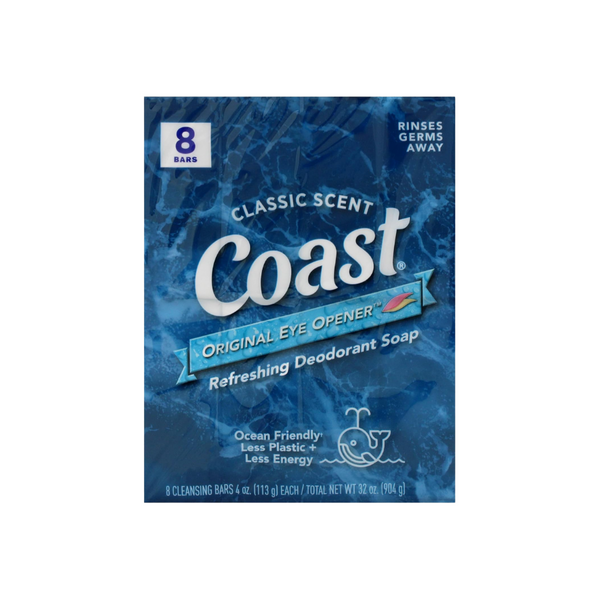 1 Lốc (8 Cục) Coast Refreshing Deodorant Soap – Classic Scent – 113g/Cục (4 oz)